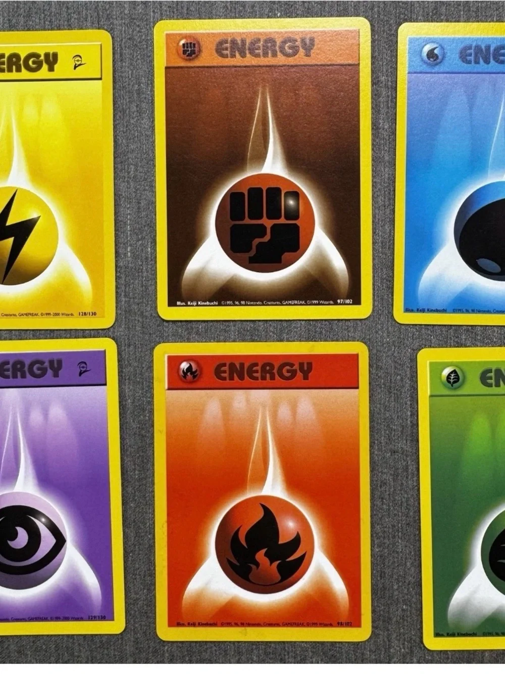 Vintage Pokemon Cards Base Set Basic Energy Lot of 6 - Original 1999 WOTC